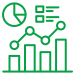 A variety of charts such as bar chart, line chart, bar chart and list